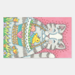 KITTEN & EASTER EGG BASKET, CAT STICKERS Sheet