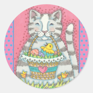 KITTEN &  EASTER EGG BASKET, CAT STICKERS Sheet