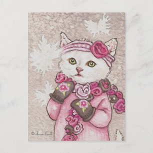 Kitten en mitaines & pull en neige mignonne Carte 