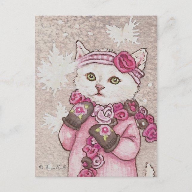 Kitten en mitaines & pull en neige mignonne Carte  (Devant)