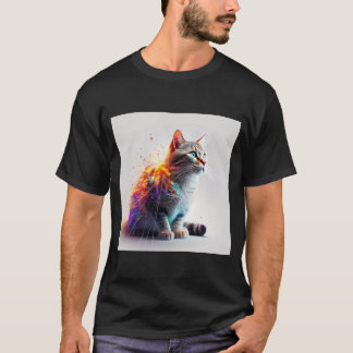 Kitten Energy Burst: A Colorful Feline Duo T-Shirt
