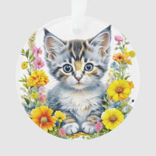 Kitten Fleurs Aquarelle Personnalisées Noël