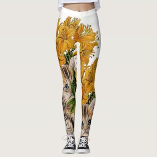 Kitten Floral Leggings