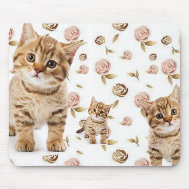 Kitten Floral Mouse Pad! Pad (Front)