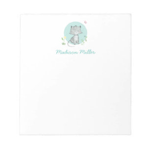 Kitten Floral Personalized Notepad