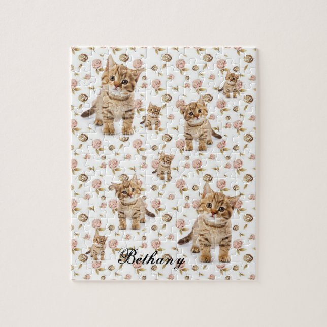 Kitten Floral Puzzle (Vertical)