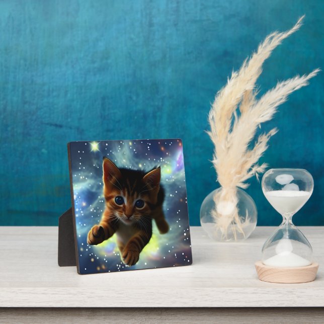 Kitten Flying In Space Plaque (Insitu)