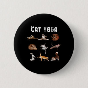 Kitten Funny Cat Lover Yoga Poses Men Women _1 2 Inch Round Button
