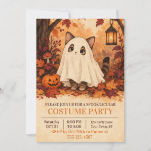 Kitten Ghost Costume Halloween Party Invitation