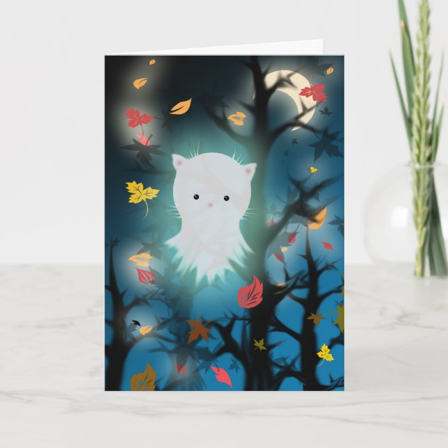 Kitten Ghost Halloween Card (Front)