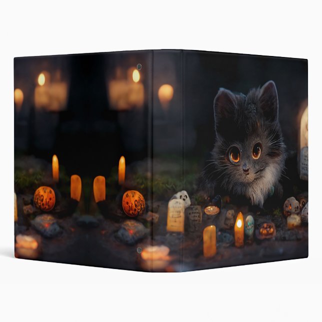 Kitten grave avec yeux Citrouilles | Classeur Goth (Arrière-plan)