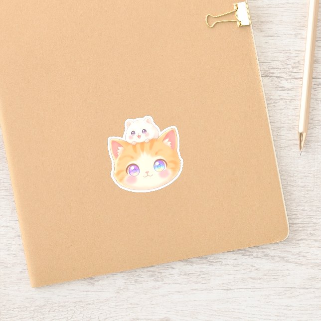 Kitten & Hamster Sticker | Happy Duo Friends (Notebook)
