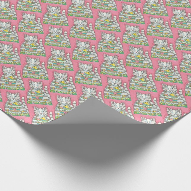 KITTEN, HATCHING CHICK, EASTER EGG WRAPPING PAPER (Corner)