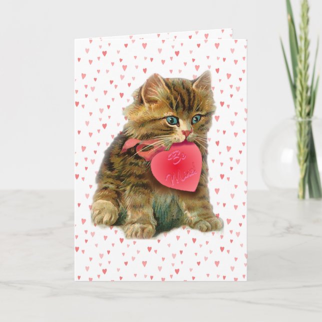KITTEN & HEARTS by SHARON SHARPE Holiday Card (Front)