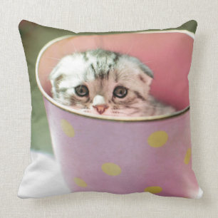 Kitten Hiding Throw Pillow