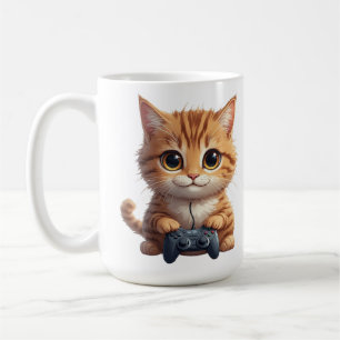 Kitten Holding Game Controller Gamer Cat Coffee Mug