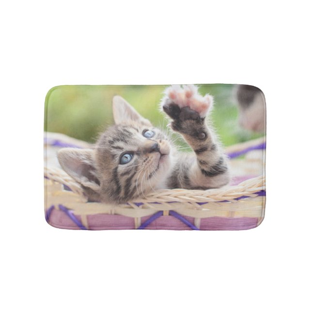 Kitten In A Basket Bath Mat (Front)