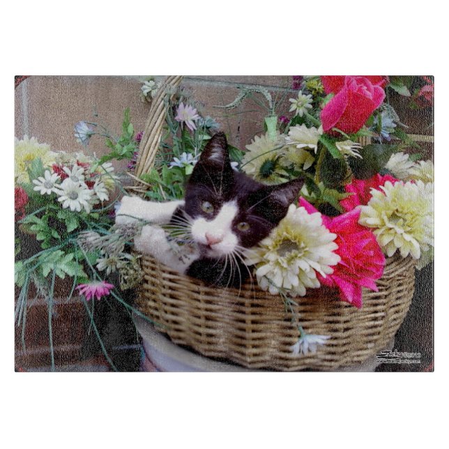 Kitten in a Basket Cutting Board (Front)