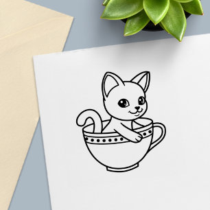 Kitten in a Cup - Cat in a Teacup Self-inking Stamp