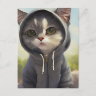 Kitten in a Hoodie Postcard