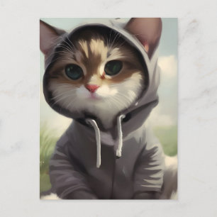 Kitten in a Hoodie Postcard
