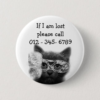 Kitten in a mask,  Child Emergency Contact 2 Inch Round Button