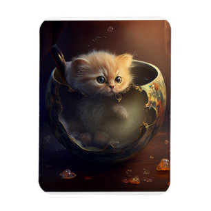 Kitten in a teacup flexible magnet