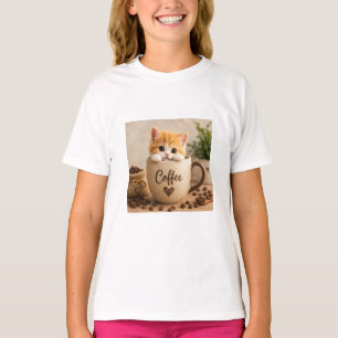 Kitten in Coffee Cup Charm T-Shirt