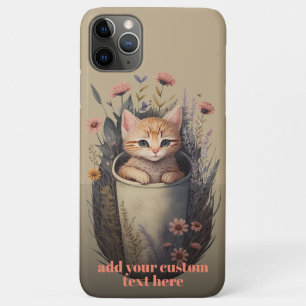 Kitten in Cup Wildflower Cat Cottagecore Custom iPhone 11 Pro Max Case