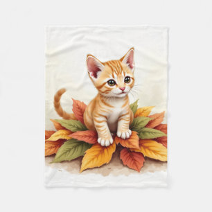 Kitten In Leaf Pile Cozy Blanket