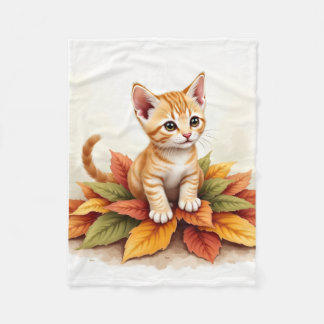 Kitten In Leaf Pile Cozy Blanket