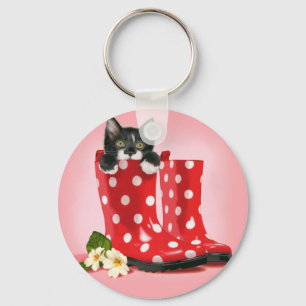 Kitten in Rainboots Keychain