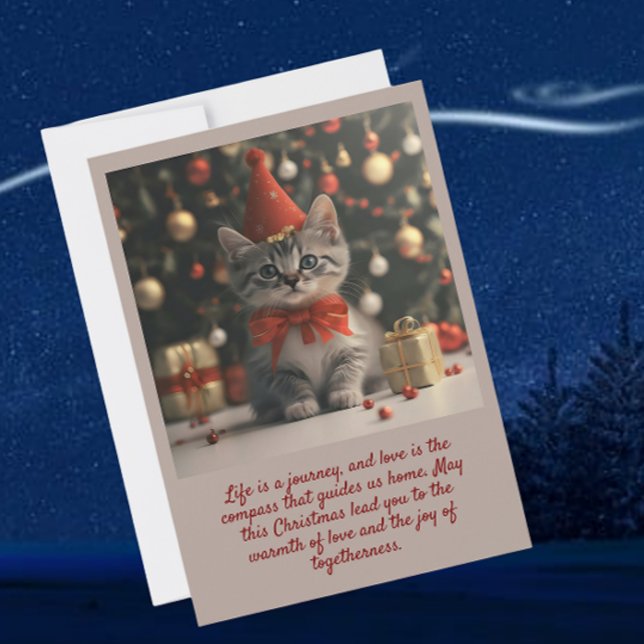 Kitten in Santa Hat Christmas Flat Holiday Card (Creator Uploaded)