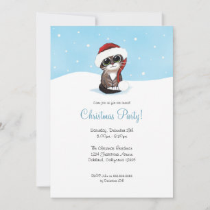 Kitten in Snow   Christmas Party Invitations