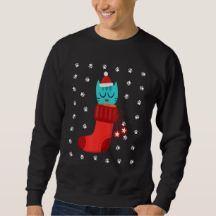 Kitten In Sock Humour Ugly Christmas Cat Paws Snow Sweatshirt
