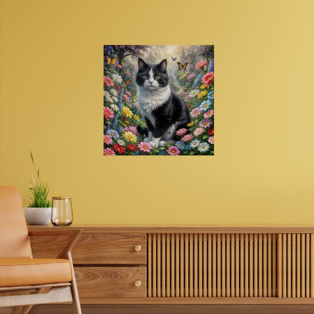 Kitten in the flower garden poster (Living Room 2)