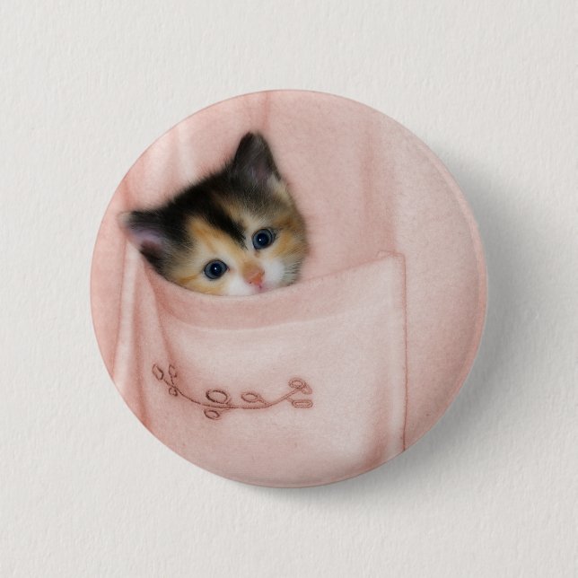 Kitten in the Pocket 2 Inch Round Button (Front)