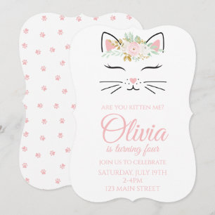 Kitten Invitation d'anniversaire avec un visage ki