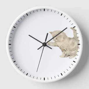 Kitten Jouer avec les mains de l'horloge - Horloge