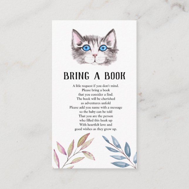 Kitten Kitty Cat Baby Shower Bring a Book Enclosur Enclosure Card (Front)