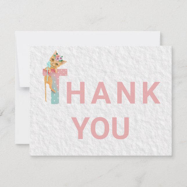 *~* Kitten Letter Pastel Baby Shower Thank You (Front)