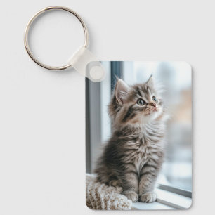 Kitten looking out the window keychain