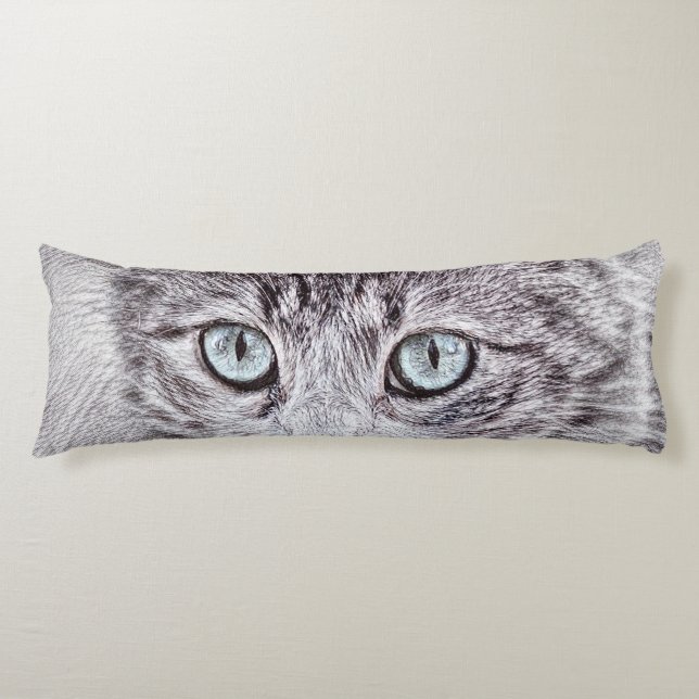 Kitten Love Cute Kitty Cat With Luminous Blue Eyes Body Pillow (Front)