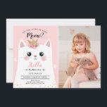 Kitten Meow Pink Crown Girl Kitty Cat Birthday Invitation<br><div class="desc">♥ A perfect way to invite your guests to your little one's birthday party! Kitten Meow theme.</div>