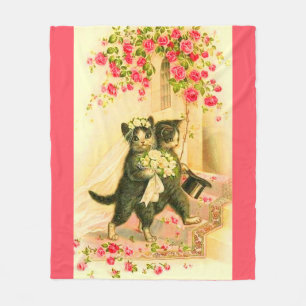 kitten newlyweds print fleece blanket