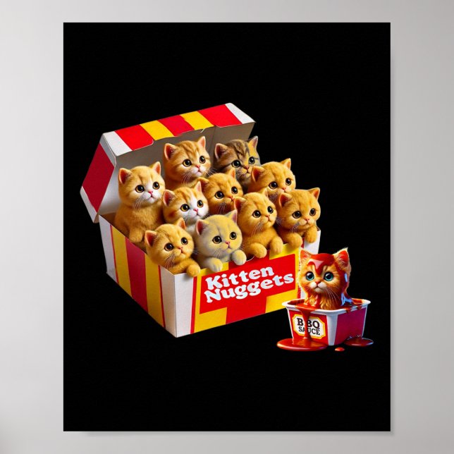 Kitten Nuggets Cat Lover Gift Food Pun Chicken Nug Poster (Front)