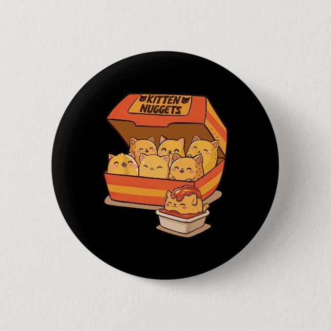 Kitten Nuggets Fun Cute Food Pun Cat Lover Chicken 2 Inch Round Button (Front)