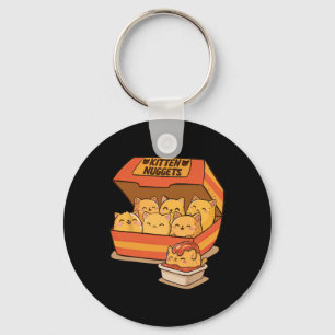 Kitten Nuggets Fun Cute Food Pun Cat Lover Chicken Keychain