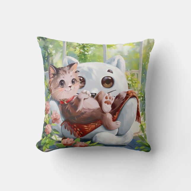 Kitten on the sofa throw pillow (Front)