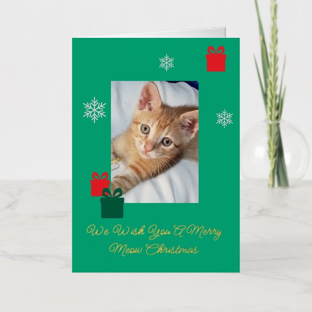 Kitten Orange Photo Text Customize Foil Greeting Card (Front)
